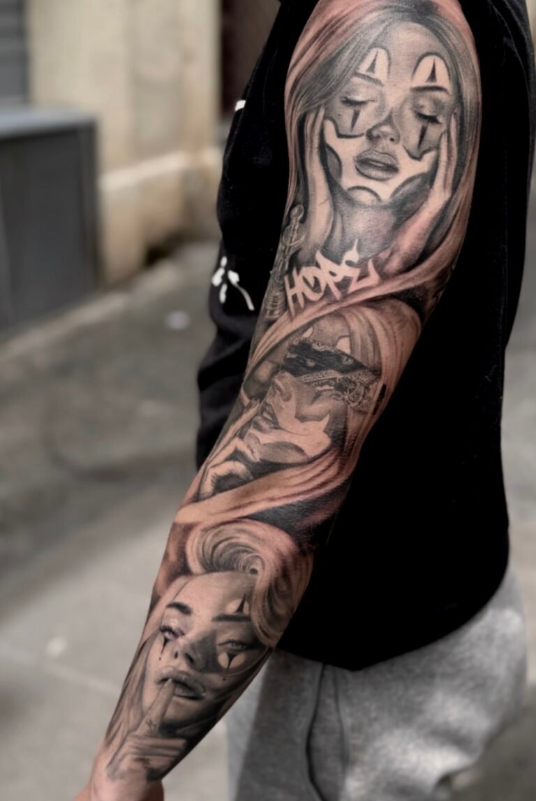 Tatouage bras inspiration chicanos, portraits de femmes